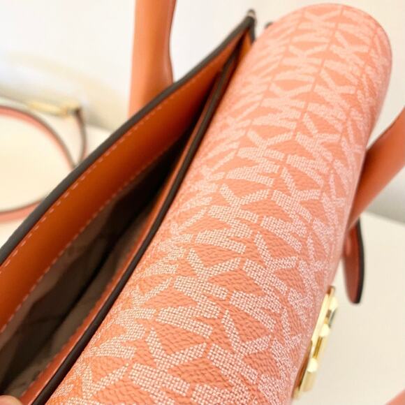 Michael Kors Purse Carmen Medium Flap Satchel shoulder bag sherbert new - Picture 6 of 10